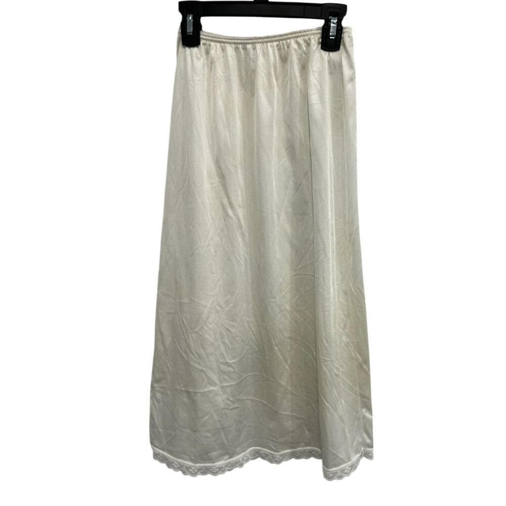 Warners Vintage Ivory Long Half Slip Skirt With Lace Hem Style 5530 Sz Small